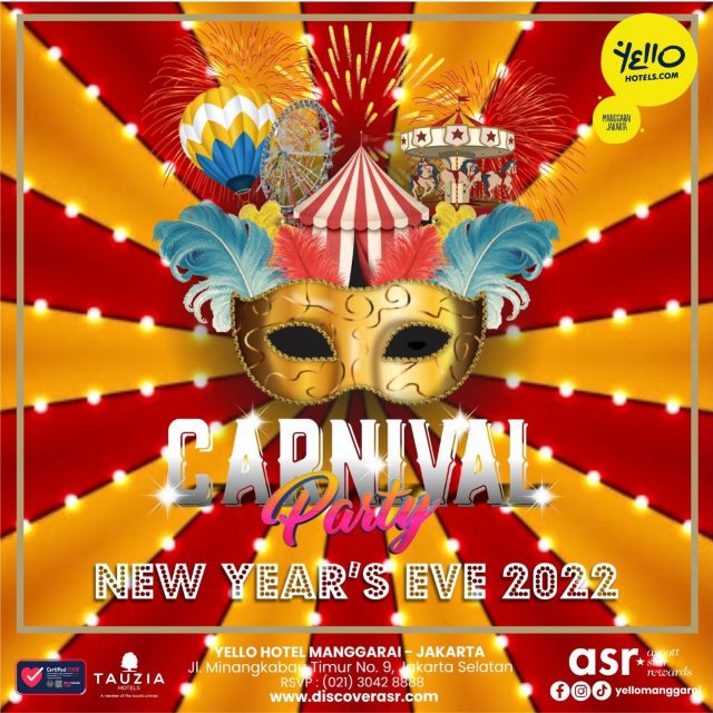 New Year Eve Celebration 2022 “CARNIVAL PARTY” Menyambut pergantian tahun 2022 di Rooftop YELLO Hotel Manggarai New Year Eve Celebration 2022 “CARNIVAL PARTY” Menyambut pergantian tahun 2022 di Rooftop YELLO Hotel Manggarai