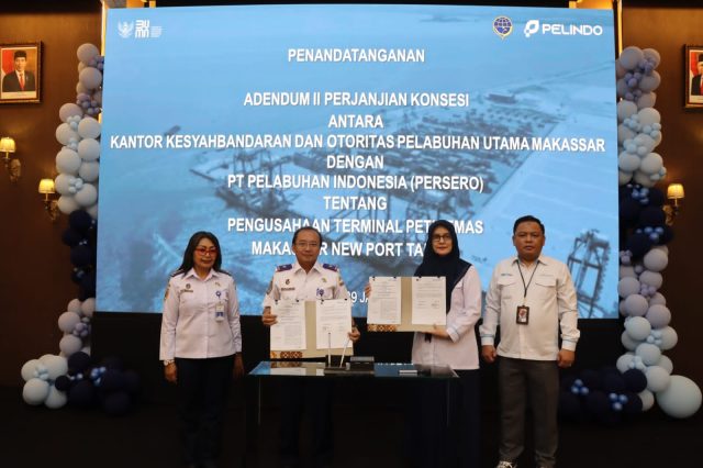 Komitmen Tingkatkan Arus Distribusi Logistik Indonesia Timur, Kemenhub dan Pelindo Lakukan Penandatanganan Perjanjian Kerjasama Peningkatan Kapasitas Pelabuhan Makassar New Port Tahap 1B dan 1C