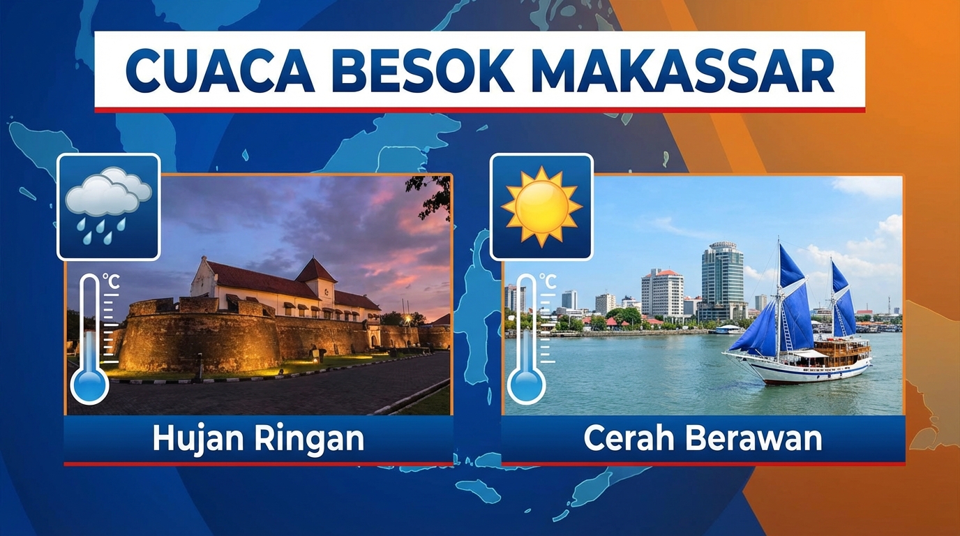 Cuaca Besok Makassar 17 Februari 2026: Waspada Hujan Ringan Merata di Seluruh Kecamatan