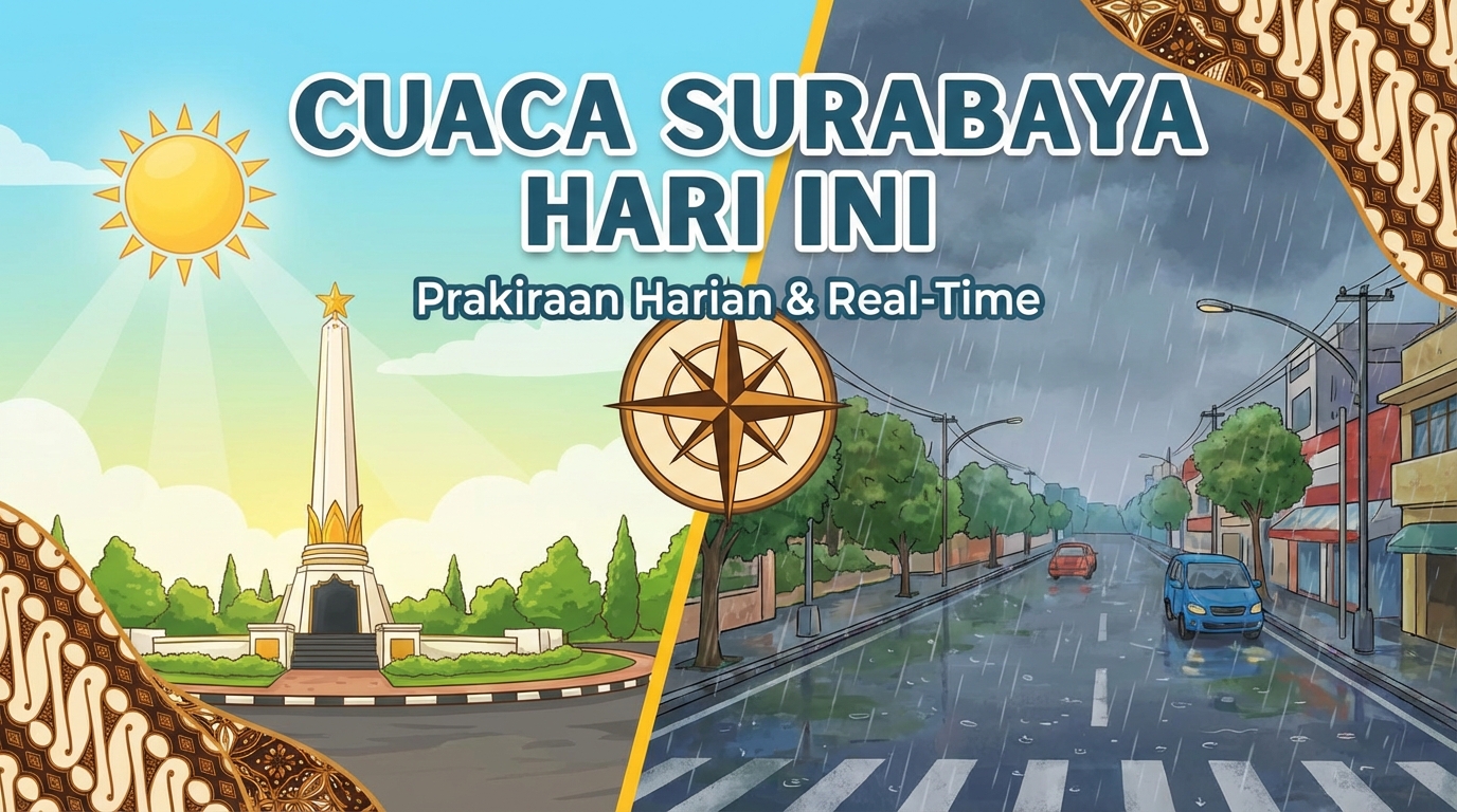 Waspada Hujan Sepanjang Hari, Cek Prakiraan Cuaca Surabaya Hari Ini (13/2) Per Kecamatan