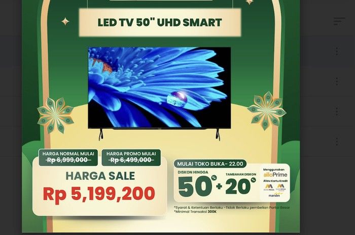 Transmart Full Day Sale: Smart TV UHD 50 Inci Diskon Besar!