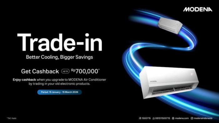 Modena Adakan Promo Tukar Tambah AC, Diskon hingga Rp700 Ribu