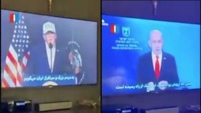 TV Iran Diretas, Muncul Pidato Trump dan Netanyahu