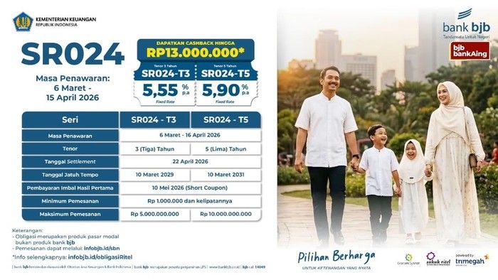 bank bjb Tawarkan SBN Ritel SR024 dengan Cashback hingga Rp13 Juta