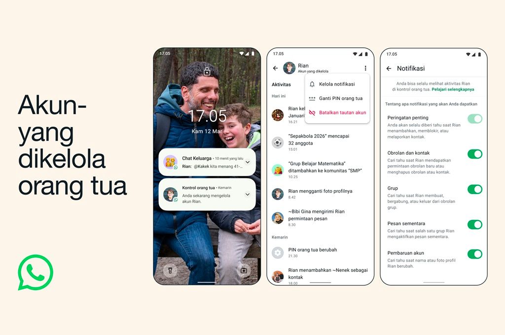 WhatsApp Perkenalkan Akun Anak yang Dikelola Orang Tua