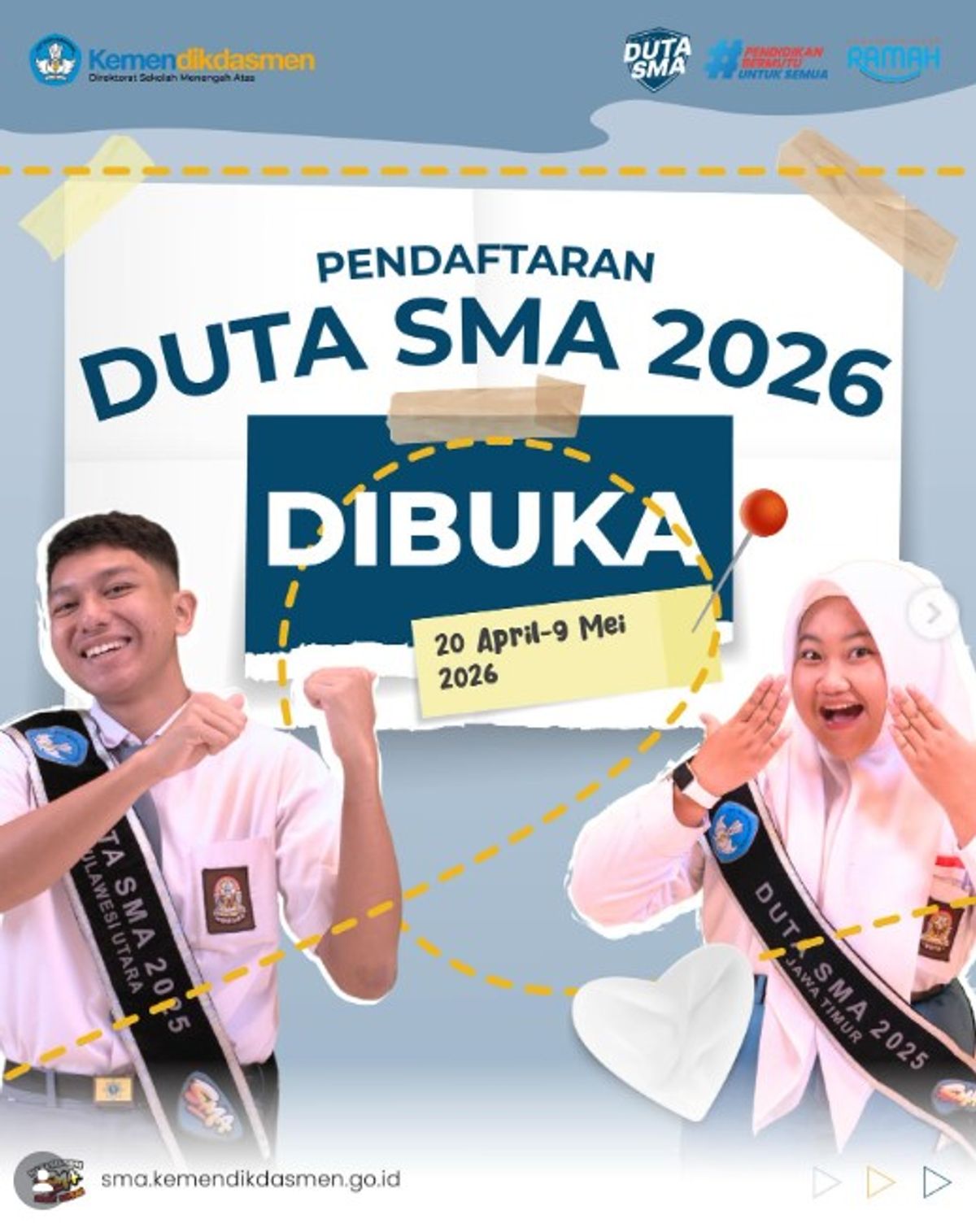 Kemendikdasmen Buka Pendaftaran Duta SMA 2026 Hingga 9 Mei
