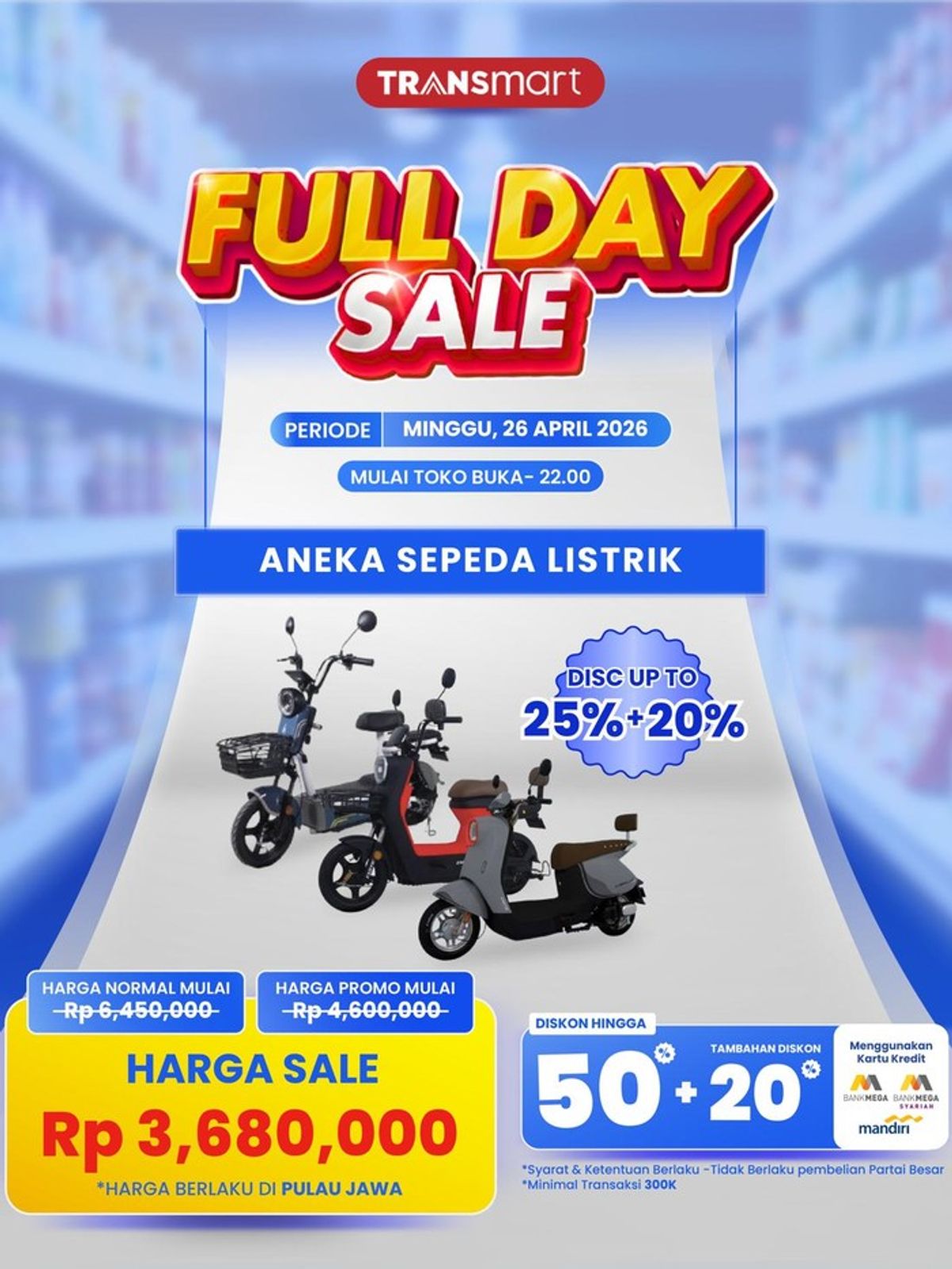 Transmart Pangkas Harga Sepeda Listrik hingga Juta Rupiah