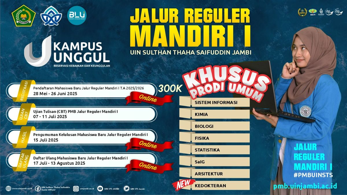 PMB Mandiri-Reguler UIN Jakarta 2026 Segera Dibuka, Cek Syarat dan Jadwal