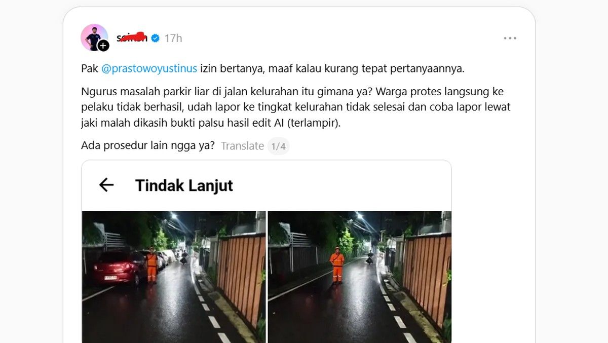 Aduan Parkir Liar Pasar Rebo Diduga Dibalas Foto AI di JAKI
