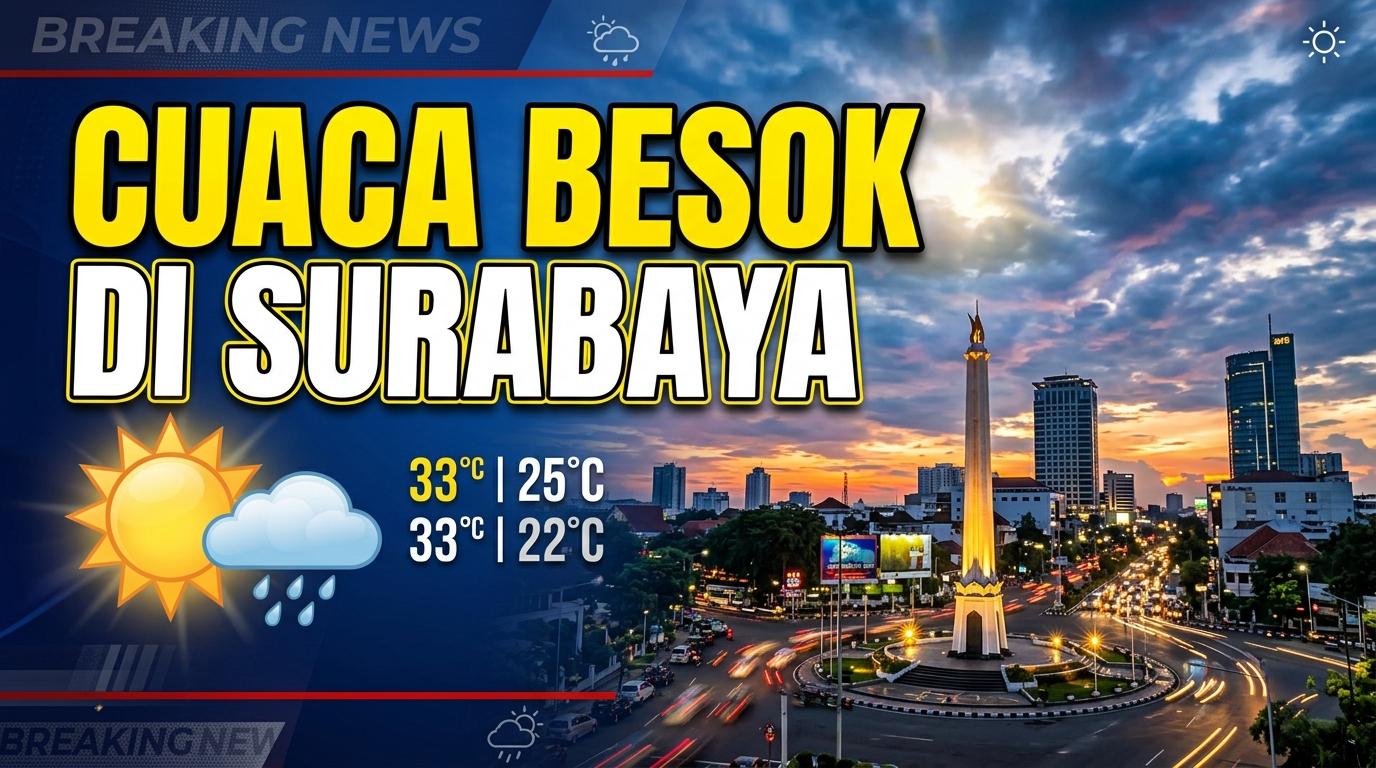 Cuaca Besok Surabaya 13 Mei 2026: 31 Kecamatan Dominan Berawan, Suhu Tembus 35°C