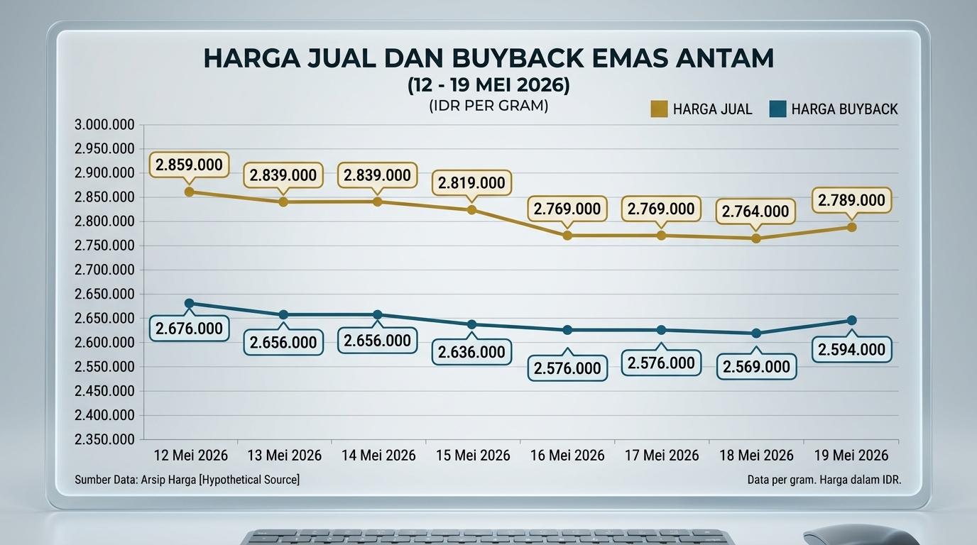 Grafik Harga Emas Hari Ini Naik atau Turun, Selasa 19 Mei 2026: Antam Rp 2.789.000/Gram