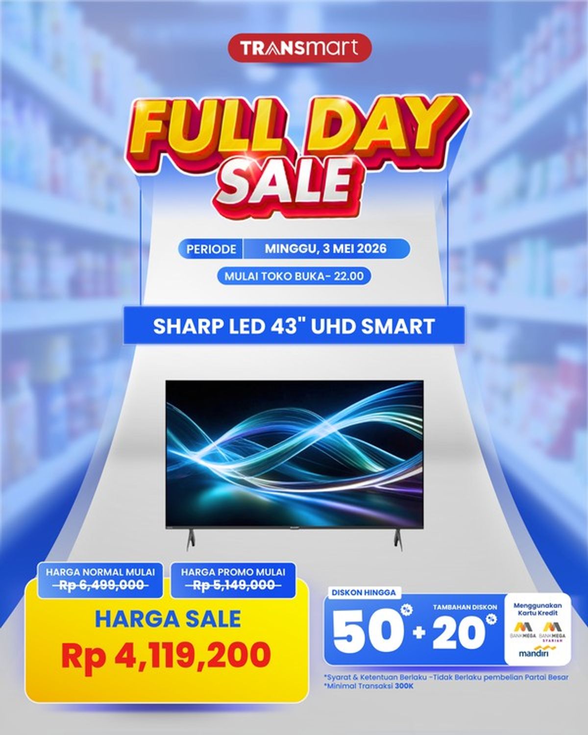 Transmart Berikan Potongan Harga TV LED Hingga Rp2 Juta