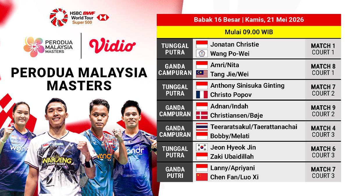 Jadwal Perodua Malaysia Masters 21 Mei 2026 Tujuh Wakil Indonesia Siap Berlaga