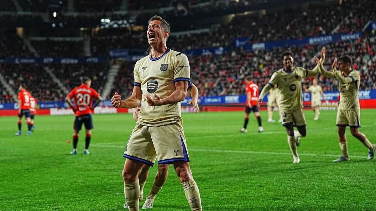 Barcelona Taklukkan Osasuna 2-1 Robert Lewandowski Incar 100 Poin