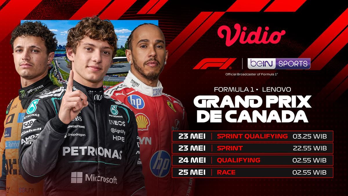Jadwal Siaran Langsung F1 GP Canada 23-25 Mei 2026