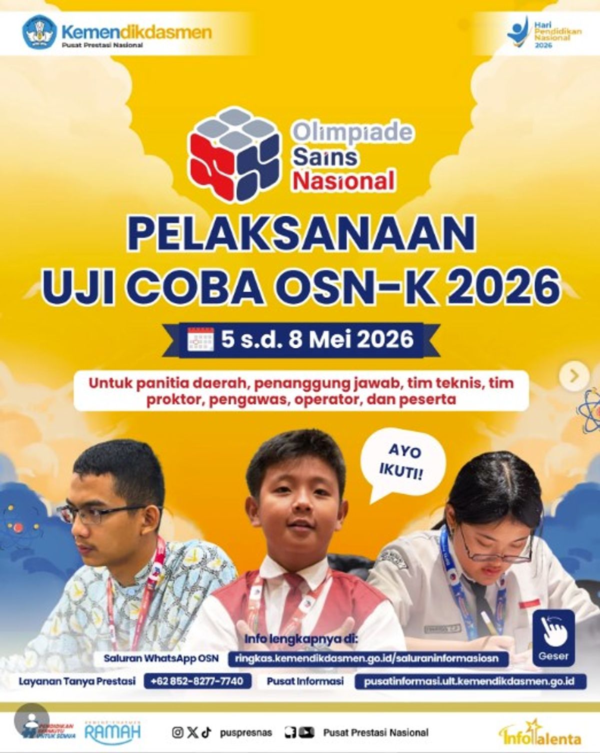 Puspresnas Gelar Uji Coba OSN-K Mulai 5 Mei 2026